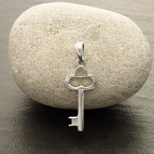 KEY Pendant - Sterling Silver - Love KEY - Small jewelry, Promise Love Charm, Silver Key Charm, Silver Tiny Key Pendant