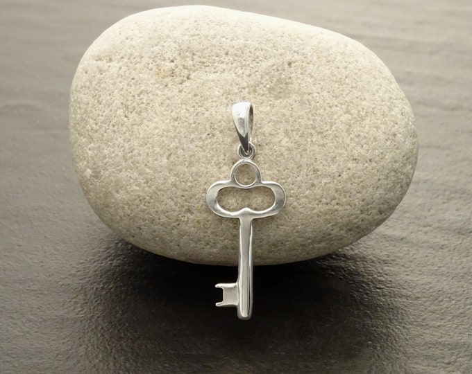 KEY Pendant - Sterling Silver - Love KEY - Small jewelry, Promise Love Charm, Silver Key Charm, Silver Tiny Key Pendant