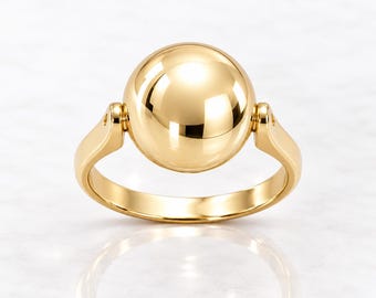 Large Sphere Ring • 18K Gold plated • Statement Mirror Polished Ball Design