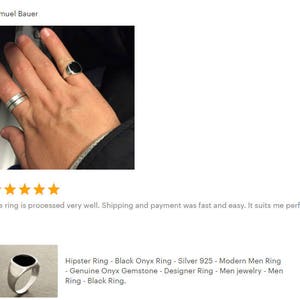 Hipster Ring Black Onyx Ring Silver 925 Modern Men Ring Onyx Gemstone CUSHION SIGNET RING Men jewelry father's day gift image 9