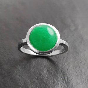Echter Jade Ring, Sterling Silber, Grüner Stein Ring, Imperial Grüner Jade Edelstein Schmuck, Modernes Minimalistisches Geschenk