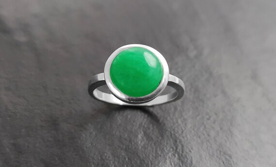 Genuine Green Jade Ring • 925 Sterling Silver • Lucky Talisman