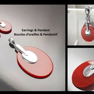 Grand Pendentif Agate Rouge Argent Pendentif OVAL Imposant en Argent 925 et Agate Rouge Pendentif Moderne Argent image 4