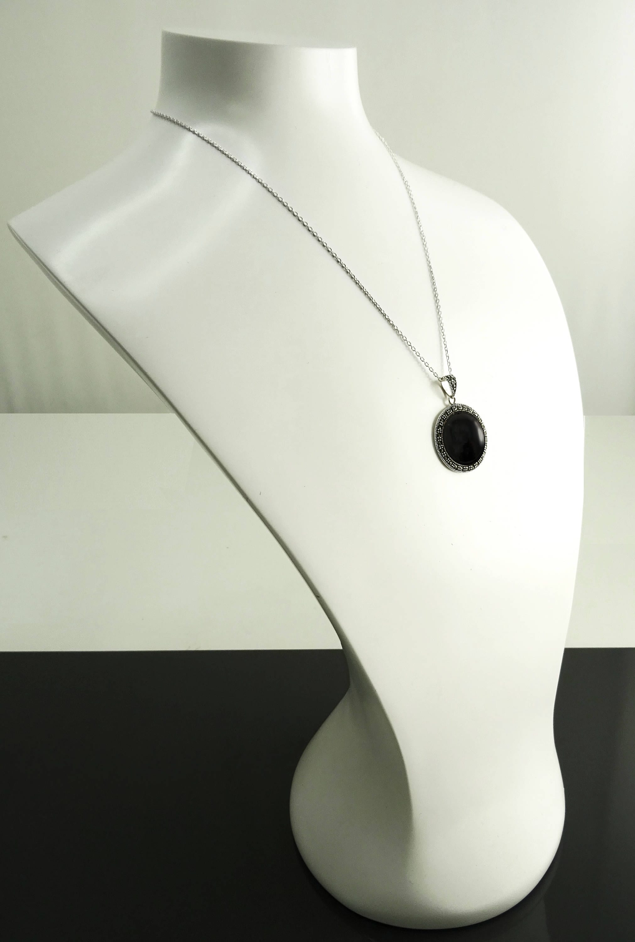 Vintage Onyx Necklace Sterling Silver Genuine Black Onyx | Etsy