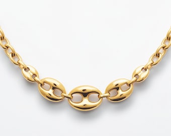 Collier Grains de café • Chaîne à maillons doré Or fin 18K • Bijou chic • Cadeau élégant pour elle