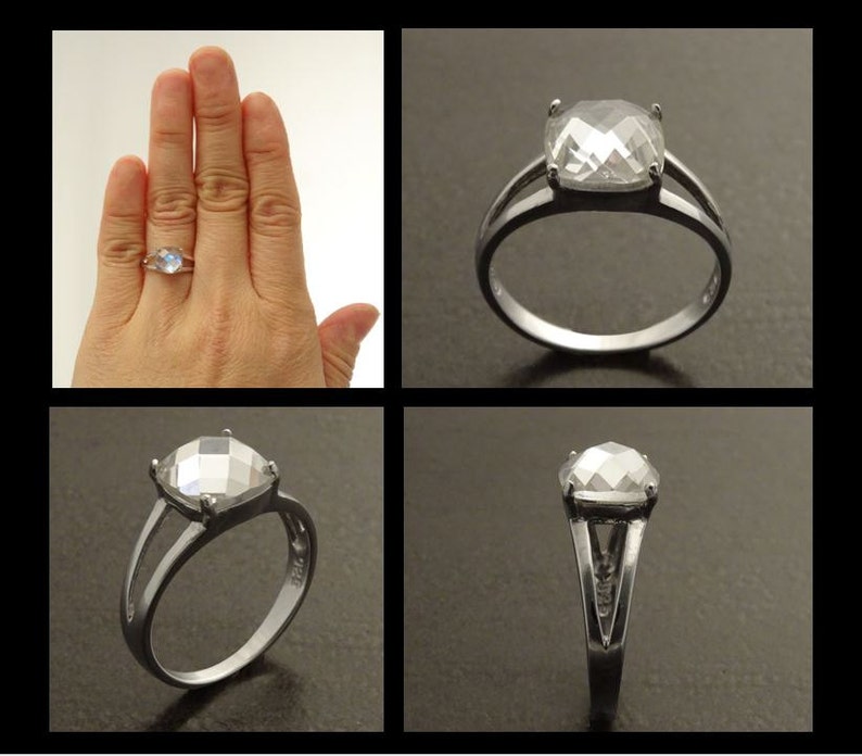 double bagues argent microserti de zirconium et solitaire