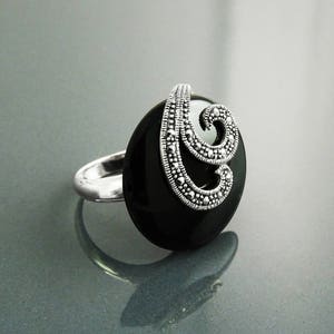 Bague Art Déco En Argent 925 Sertie De Marcassite - Taille 51 - Années 1920-1930