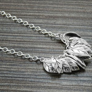 Leaves Necklace, Sterling Silver, nature inspired collar, handcrafted foliage design, woman gift