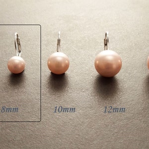 8 mm Véritable Perles de Nacre Rose, Dormeuses Argent 925, Boucles d'Oreilles Perles, Majorque, Bijoux Minimaliste, Mariage, pour Soirée image 2