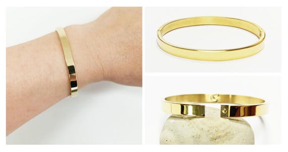 Bracelet Jonc Doré Rigide Ouvert Pour Femme - Bijou Mode Imposant