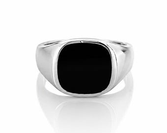 Sterling Silver Black Onyx Signet Ring – Modern Hipster Jewelry