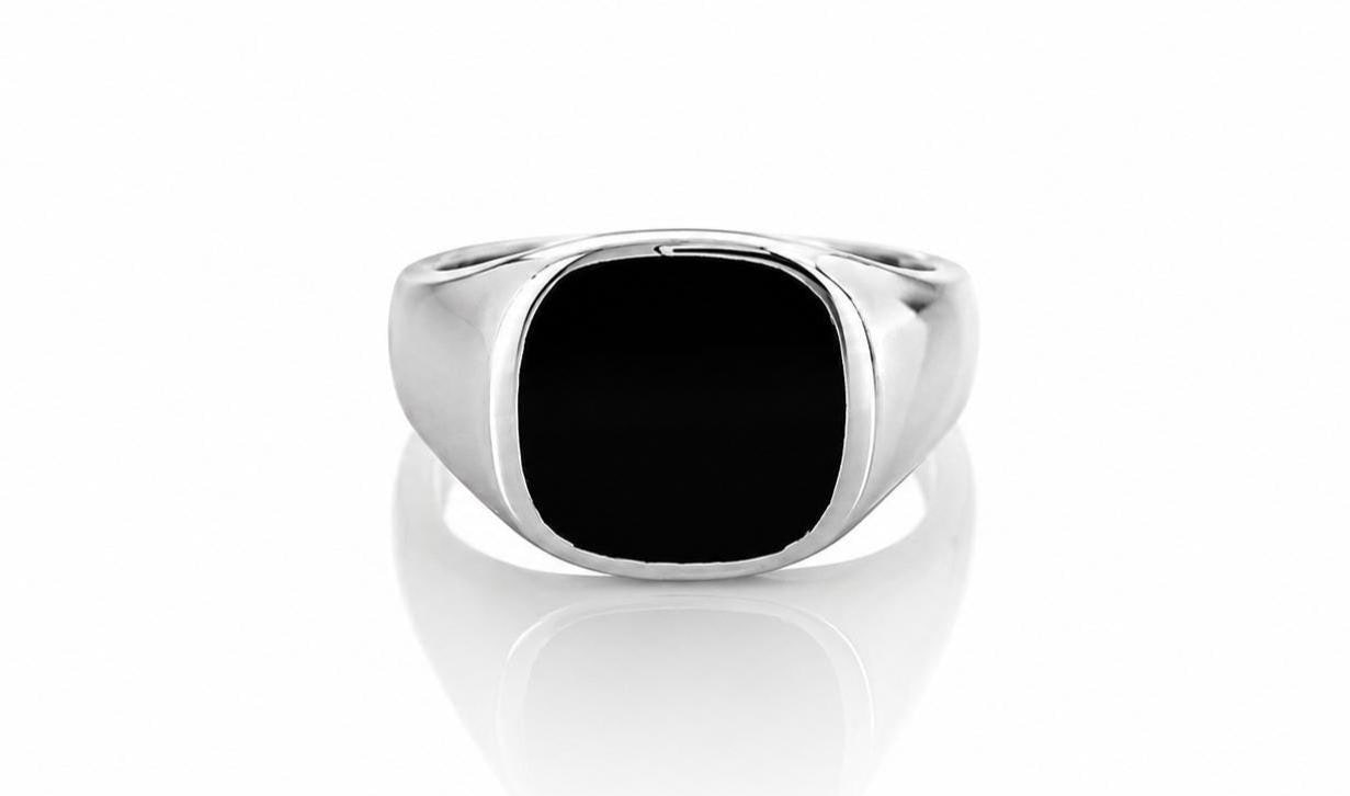 Sterling Silver Black Onyx Signet Ring – Modern Hipster Jewelry - Etsy