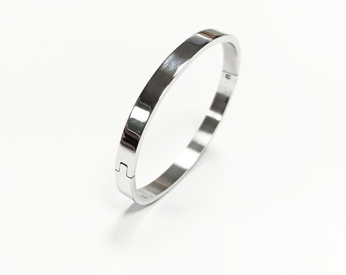 Modern Open Bangle Bracelet • Stainless Steel • Classic Reclosable Bangle • Minimalist Sleek Jewelry • Closable Slim Cuff • Gift for Women