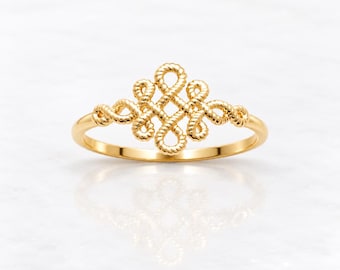 Celtic Knot Ring • 18K Gold plated • Good Luck Symbol Motif • Everyday Jewelry