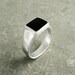 Signet Ring, Sterling Silver, Pinky Ring, Square Onyx ring, Unisex Minimalist Modern Design Jewelry, Father's Day gift 