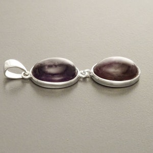 Amethyst Pendant, Sterling Silver, Purple Stones Necklace, Dark Natural Amethyst Oval Stone pendant, Modern Minimalist Gemstone Jewelry image 2