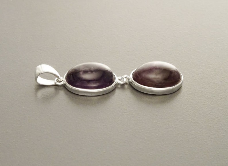 Amethyst Pendant, Sterling Silver, Purple Stones Necklace, Dark Natural Amethyst Oval Stone pendant, Modern Minimalist Gemstone Jewelry image 2