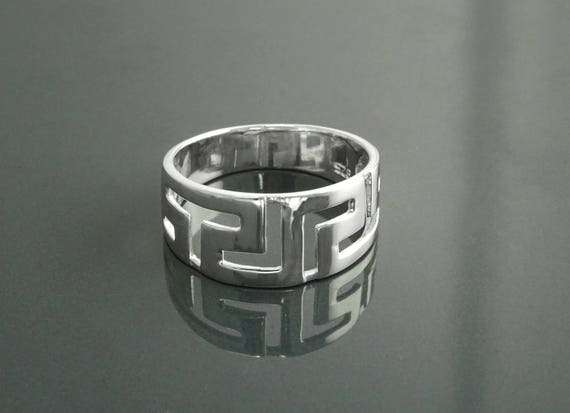 Sterling Silver Greek Meander Wide Ring Sterling Silver Greek Meander Wide Ring