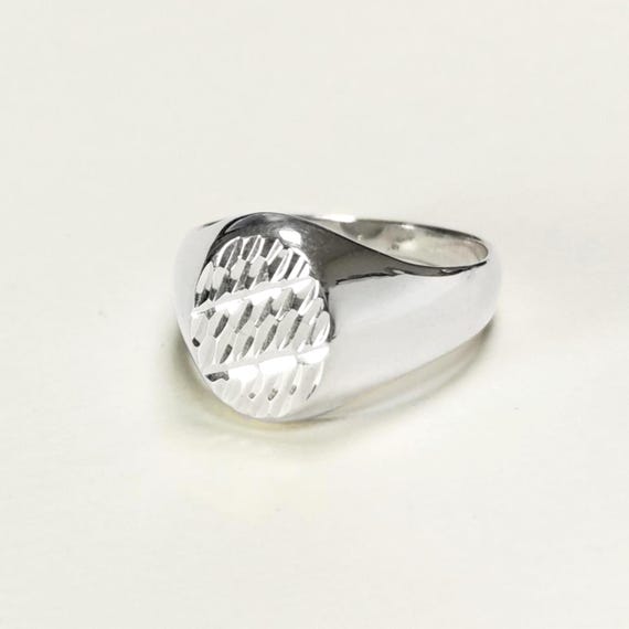 Mens Signet Ring 925, Sterling Silver jewelry, Light hollow Classic men’s signet, Engraved diamond Lines, man gift, Father's Day idea