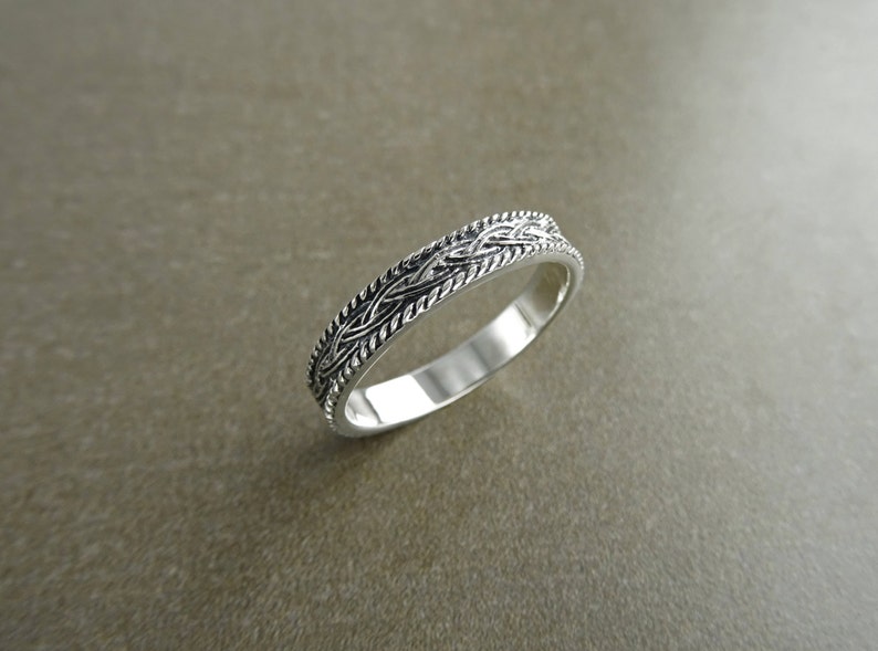 Celtic Band Ring, Sterling Silver 925, Celtic Ring, Entwined Braided Ring, Hipster Ring, wedding band, Original wedding Ring, Engraved Band image 4