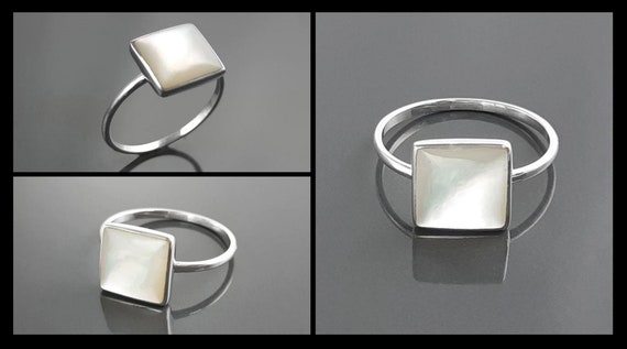 Mother of Pearl Square Undulating Ring Mother of Pearl Square Undulating Ring