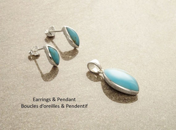 Boucles D'oreilles Pendantes En Argent 925 Et Turquoise Véritable - Marque Tres.Or, Livraison 48h En France