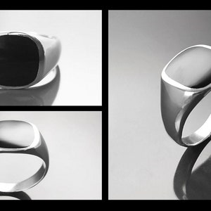 Anillo Hipster, anillo ónix negro, plata 925, anillo de hombres modernos, piedra preciosa ónix, joyas hombre, Anillos de gran tamaño negro imagen 4