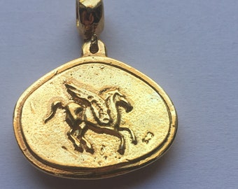 Greece Greek Corinth Pegasus Flying Horse Lion Mythology Athens Archaeological Museum Jewelry Pendant Sterling Silver 925 Present Gift