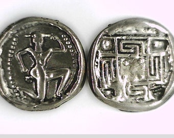 Greece Greek Crete King Minos Knossos Minotaur Labyrinth Stater Silver Plated coin Education Educational Jewlery Easter Xmas Gift Birthday