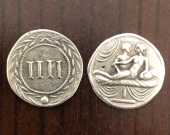 Lot of one token Italy Rome Roma Tiberius Roman Erotic Scene Spintriae Love Gift Sex Sexual Valentine Valentines Xmas Present Christmas