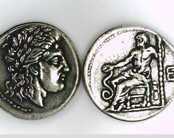 Greece Argolis Epidauros Drachm Apollo Asklepios Snake Doctor Medicine Medical Jewelry Jewelries gift Ancient Remake silver plate coin Xmas