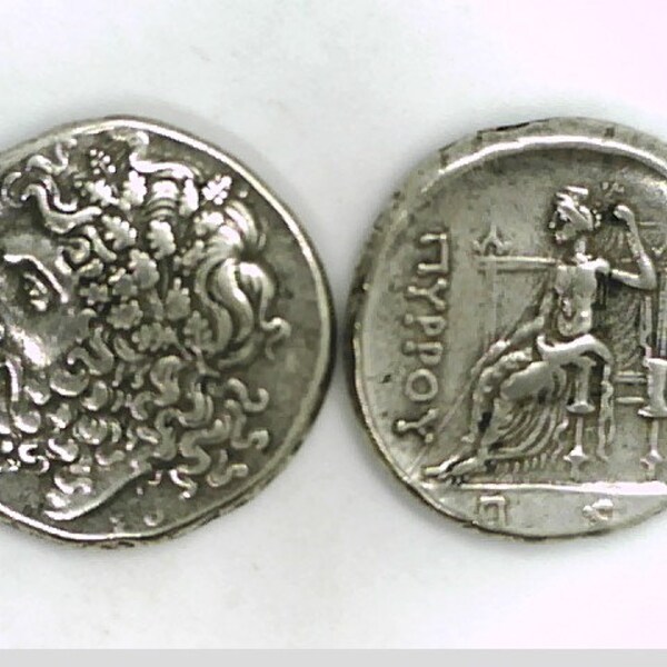 Zeus Olympus Greece Greek Kings of Epeiros King Pyrrhos Silver plated Tetradrachm coin Education Jewelry Christmas Gift Birthday Macedonia