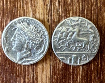Greece Greek Italy Italia Sicily Dekadrachm Arethusa Chariot Quadriga ancient coin Museum Remake miniature 21 mm coins