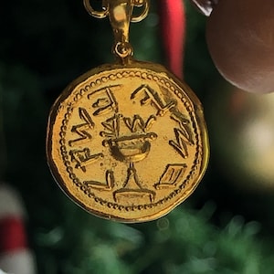 The Famous Half Shekel or Shekel coin Jewish Judaean Jewelry Pendant Necklace 24K Gold plated Silver 925 coin Xmas gift Christmas Present