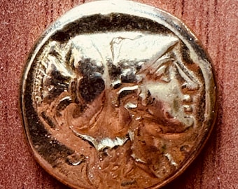 Greece Greek Alexander The Great Double Stater AV Distater Ancient coin Replica Aigai mint Athena Corinth Helmet Thunder Nike Xmas Gift