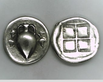 Greece Greek Islands Cyclades Naxos Stater ancient coin Kantharos or Hydria Incuse square quadripartile gift
