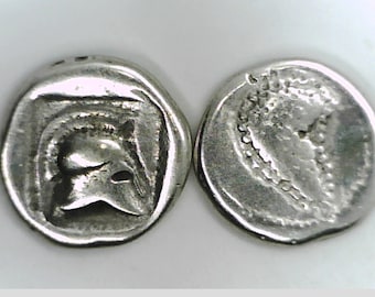 Greece Greek Asia Minor Cilicia Soloi Stater ancient coin Museum Remake Bunch of Grapes Greek Warriors Helmet Reproduction Silver plated