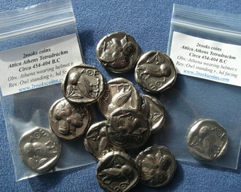 Wisdom Lot of 90 coins Greece Greek Attica Athens Tetradrachm coin Jewelry Museum silver plate Athena Owl Xmas Education Graduation Gift
