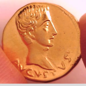 24K Gold Plate Italy Roman Empire Imperial Emperor Augustus Rome Aureus SPQR Victory Xmas Christmas Gift Education Birthday Present Passover
