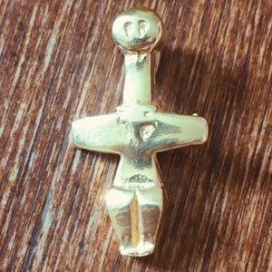 24K Gold plated Cross like Ancient Fertility Idol Pomos  Cyprus in Sterling Silver 925 Jewelry Pendant Christmas Present Handmade Gift Women
