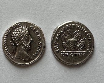 Roman Empire Imperial Emperor Marcus Aurelius Denarius Rome coin Pile of Arms Xmas Christmas Gift Education Birthday Present FREE SHIPPING