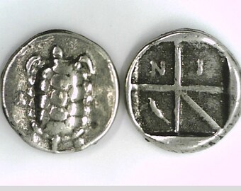 Greece Greek Islands off Attica Aegina Aigina Stater Sea Turtle Marine Life Tortoise Incuse Square Xmas Educational Christmas Gift Education