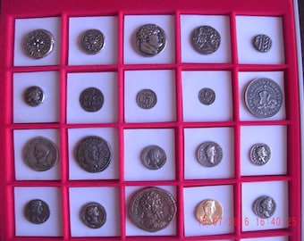 A lot of 20 Roman Silver & 24K Gold plated coins Jewelry Museum Remake Reproductions coin Christmas Xmas Birthday gift Education Graduation