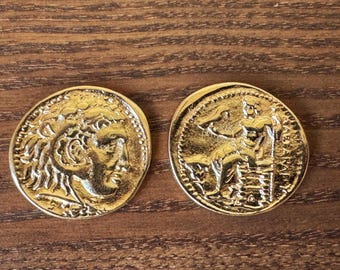 24K Gold plated Greece Greek Egypt Alexander the Great Tetradrachm ancient coin, Memphis mint Hercules Zeus lotus Amphipolis Tomb Xmas Gift
