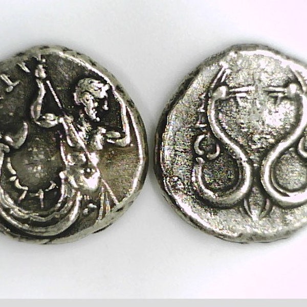 GREECE GREEK CRETE King Minos Knossos Minotaur Labyrinth Stater Silver Plated coin Education Educational Jewlery Easter Xmas Gift Birthday