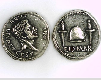 Roman Empire Emperor Brutus Denarius Northern Greece mint coin Liberty cap two daggers Christmas Gift Ides of March EID MAR