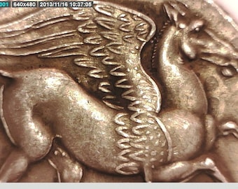 Greece Greek Italy Italia Sicily Massive Large Dekadrachm Arethusa Pegasus ancient coin Flying Horse Museum Remake coin www.2rookscoins.com