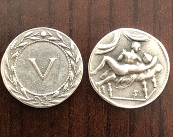 Lot of one token Italy Rome Roma Tiberius Roman Erotic Scene Spintriae Love Gift Sex Sexual Valentine Valentines Xmas Present Christmas