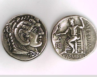Asia Minor Greece Greek Alexander the Great Tetradrachm ancient coin Arados mint Hercules Zeus monogram Amphipolis Tomb Xmas Gift