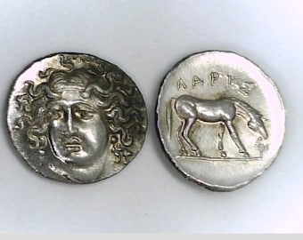 Greece Greek Thessaly Thessalia Larissa Nymph Drachm or Hemidrachm ancient coin galloping Horse Education Jewelry Xmas Gift Birthday Macedon